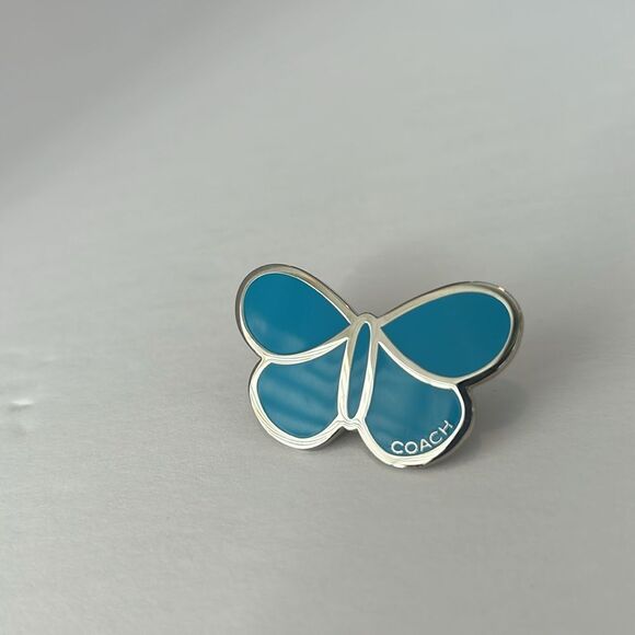 NWOT COACH Vintage Blue Enamel ButterflyLapel Pin Brooch Purse Backpack Charm
